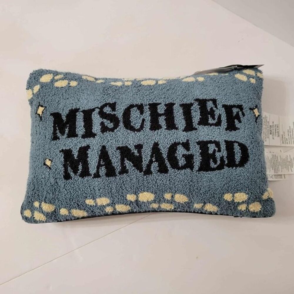 Harry Potter "Mischief Managed" Throw Pillow 16" x 10" Blue Lumbar Cushion NWT
